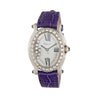 Chopard Happy Sport Floating Diamond & Diamond Bezel Purple Leather Strap Watch