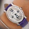 Chopard Happy Sport Floating Diamond & Diamond Bezel Purple Leather Strap Watch