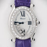Chopard Happy Sport Floating Diamond & Diamond Bezel Purple Leather Strap Watch
