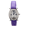 Chopard Happy Sport Floating Diamond & Diamond Bezel Purple Leather Strap Watch