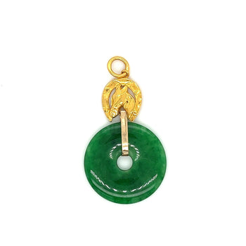 Circlular Disc Jade Pendant 24k Gold Horse Top Setting – Assay Jewelers