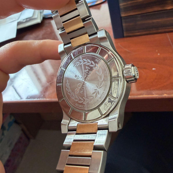 Corum Romulus 18K Rose Gold 2-Tone Champagne White Dial 42mm Watch Full Set