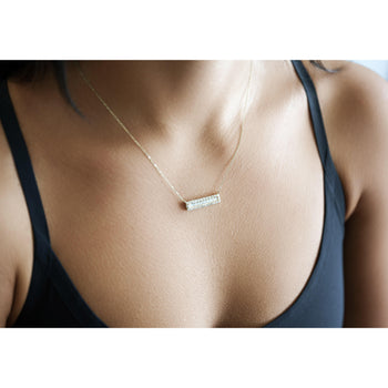 Diamond Bar Pendant Cable Chain Necklace 14K Yellow Gold 0.75 Carats – Assay Jewelers