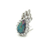 Drop Shaped Black Opal with Marquise & Round Diamond Halo Pendant Or Brooch in 14K White Gold