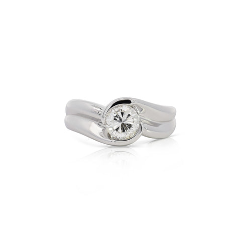 EGL Certified 1.01 Carat Round F-G/SI3 Diamond Platinum Bypass Engagement Ring