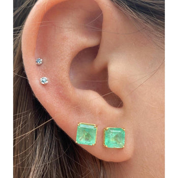 Emerald Cut Natural Emerald Stud Earrings in 18k Solid Yellow Gold – Assay Jewelers