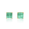 Emerald Cut Natural Emerald Stud Earrings in 18k Solid Yellow Gold