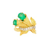 Emerald Diamond 18K Gold Floral Blossom Matte Finish Ring