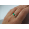 Emerald & Diamond Ribbed Shank Thin Stacking Ring 18K Gold