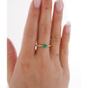 Emerald & Diamond Ribbed Shank Thin Stacking Ring 18K Gold