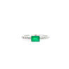 Emerald & Diamond Ribbed Shank Thin Stacking Ring 18K Gold