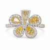 Fancy Yellow & White Diamond Pave in 18K Two Tone Gold Butterfly Cocktail Ring