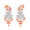 Floral Marquise Coral, Pearl, And Diamond Drop Earrings in 18k White Gold