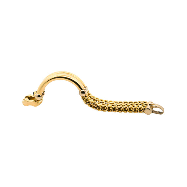 Fracarri Signed 18K Gold Half Bangle Half Chain Bracelet Sapphire Clasp