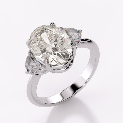 VS2 Three Stone Half Moon Sidestone Ring