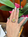 GIA Cert. 10.20 Carat Radiant Fancy Intense Yellow & Half Moon Cut Diamond Ring