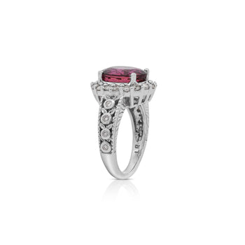 GIA Cert. 5.52 Carat Rubellite and Diamond Halo Filigree Ring – Assay Jewelers
