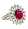 GIA Cert. 7.40 Carat Purplish Red Star Ruby & Diamond Art Deco Ballerina Ring
