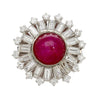 GIA Cert. 7.40 Carat Purplish Red Star Ruby & Diamond Art Deco Ballerina Ring