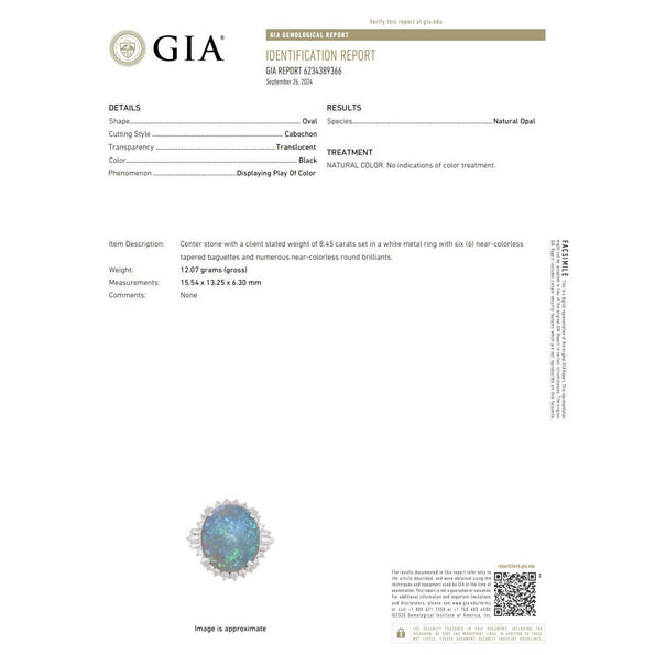 GIA Cert. 8.45 Ct Black Opal Diamond Halo Platinum Ring