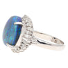 GIA Cert. 8.45 Ct Black Opal &amp; Diamond Halo Platinum Ring