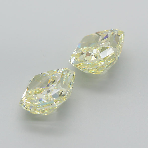 GIA Certified 10.52 Carat Fancy Light Yellow Radiant Cut Diamond Pair Loose