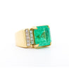 GIA Certified 13 Carat Colombian Emerald Men's Ring in 18K Gold With Princess Cut Diamonds