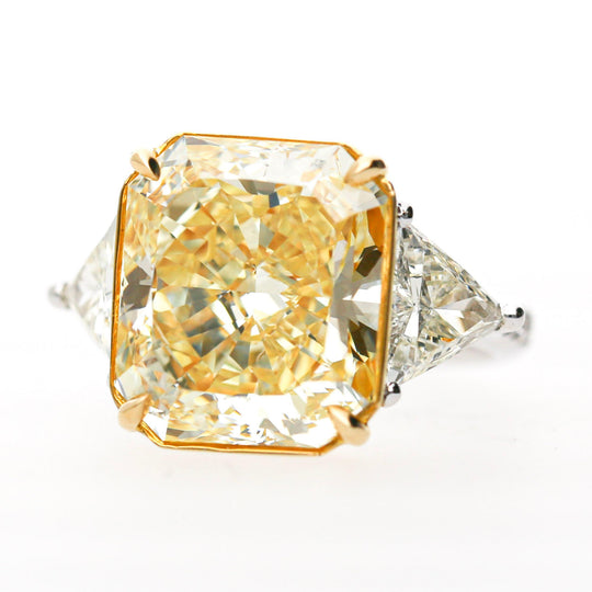 GIA Certified 13.03 Carat Flawless Radiant Fancy Yellow Diamond Ring