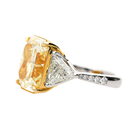 GIA Certified 13.03 Carat Flawless Radiant Fancy Yellow Diamond Ring