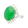 GIA Certified 14.68 Carat Grade A Jadeite Jade Ring with Diamond in 18K Gold