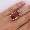 GIA Certified 15.07 Carat Emerald Cut Pink Tourmaline and Diamond Ring