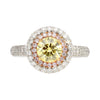 GIA Certified 1.01 قيراط قطع دائري Fancy Yellow Diamond Ring