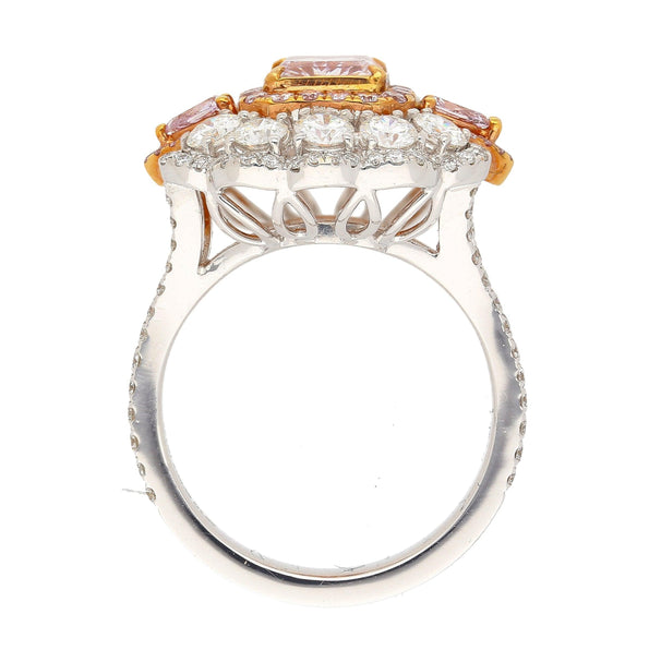 GIA Certified 1.07 Carat Fancy Light Purplish Pink Diamond Halo Cocktail Ring