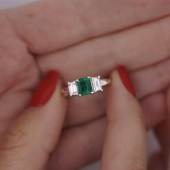 GIA Certified 1.07 Carat Square-Cut Emerald & Diamond 3 Stone Platinum Ring – Assay Jewelers