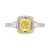 GIA Certified 1.24 Carat Radiant Cut Yellow (Y-Z) Diamond Engagement Ring in 18K White Gold