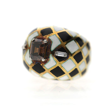 GIA Certified 1.38 Carat Fancy Orangy Brown Diamond Enamel 18K Gold Dome Ring – Assay Jewelers