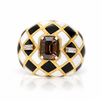 GIA Certified 1.38 Carat Fancy Orangy Brown Diamond Enamel 18K Gold Dome Ring
