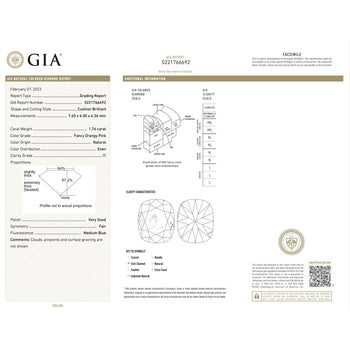GIA Certified 1.76 Carat Fancy Orangy Pink Cushion Natural Diamond Loose Stone – Assay Jewelers