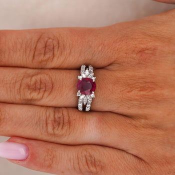 GIA Certified 2 Carat Burma Ruby Diamond Platinum Cocktail Ring – Assay Jewelers