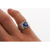 GIA Certified 2.23 Carat Square Cut Blue Sapphire Men's Matte Finish 18K Ring