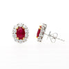 GIA Certified 2.3 Carat Oval Ruby & Round Diamond Halo 18K Stud Earrings