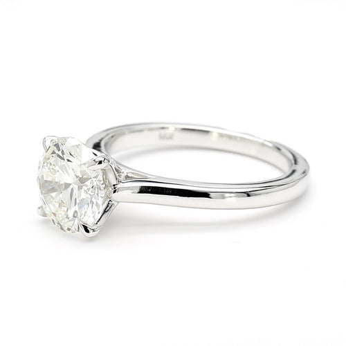 GIA Certified 2.56 Carat Round Cut Diamond Cathedral Solitaire Ring