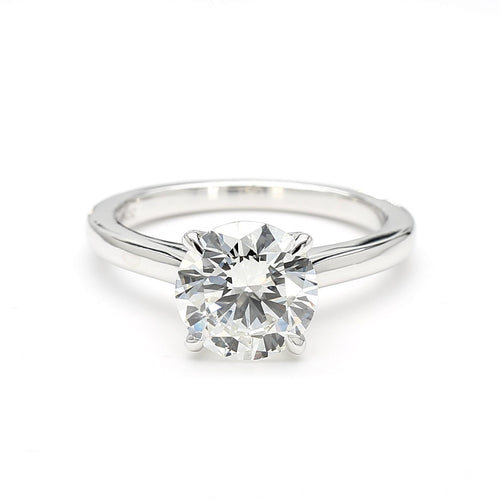 GIA Certified 2.56 Carat Round Cut Diamond Cathedral Solitaire Ring
