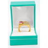 GIA Certified 2.77 Carat Oval Cut Pink Sapphire Square Shape Ring in Half Bezel and Channel Setting