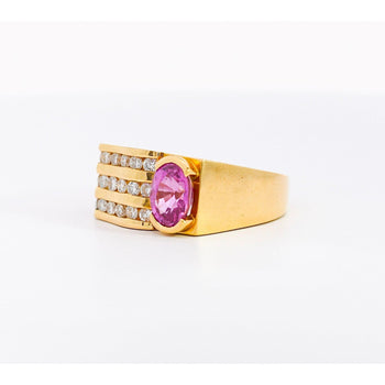 Bague certifiée GIA, saphir rose taille ovale de 2.77 Carat, forme carrée, sertie en demi-clos et sur rail – Assay Jewelers