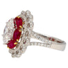 GIA Certified 2.8 Carat Oval Lab Diamond & Ruby Halo Floral 18K Ring