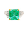 GIA Certified 2.91 Carat Colombian Emerald & Diamond Platinum Ring