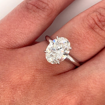 GIA Certified 3 Carat Oval Cut Lab Grown CVD Diamond Solitaire Engagement Ring in 14K White Gold – Assay Jewelers