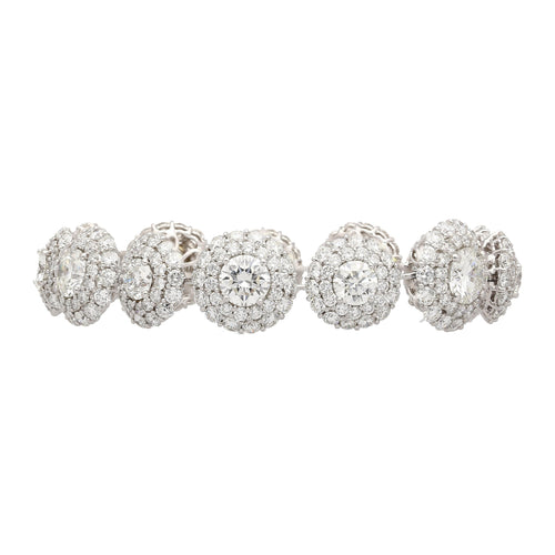 GIA Certified 30 Carat Round Diamond Circle Link Bracelet in 18K White Gold