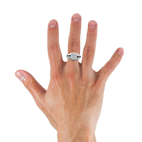 GIA Certified 3.01 Carat E/VS1 Cushion Cut Diamond Mens Solitaire Bezel Ring